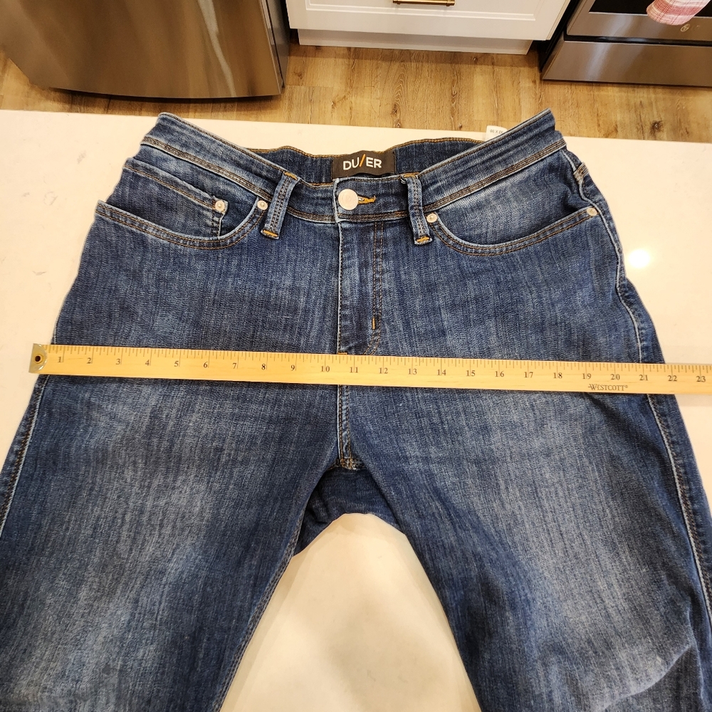 DU/ER Jeans Mens 32x30 L2X Relaxed Taper Fit Blue Stretch Pants DUER Dark Wash - Picture 14 of 16